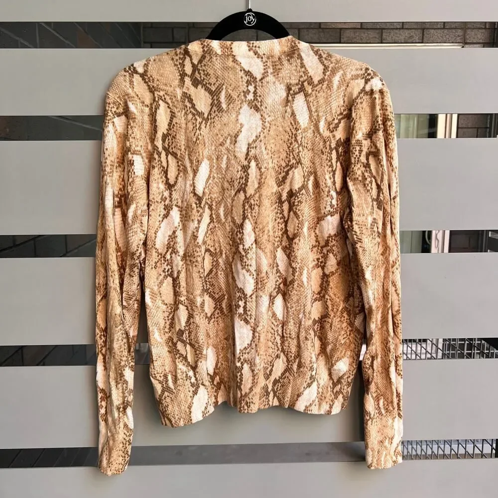 Lauren Ralph Lauren Black Label Snakeskin Print Cotton Blend Cardigan Size XL - Picture 3 of 7